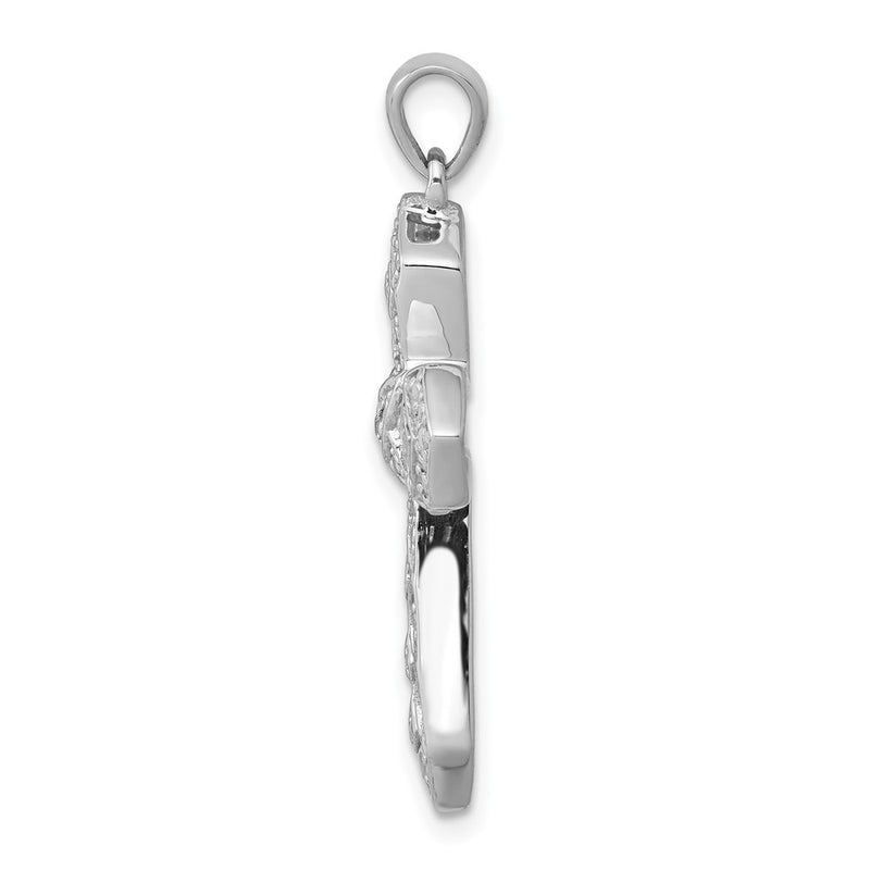 14k White Gold .01ct. Real Diamond Passion Cross Pendant