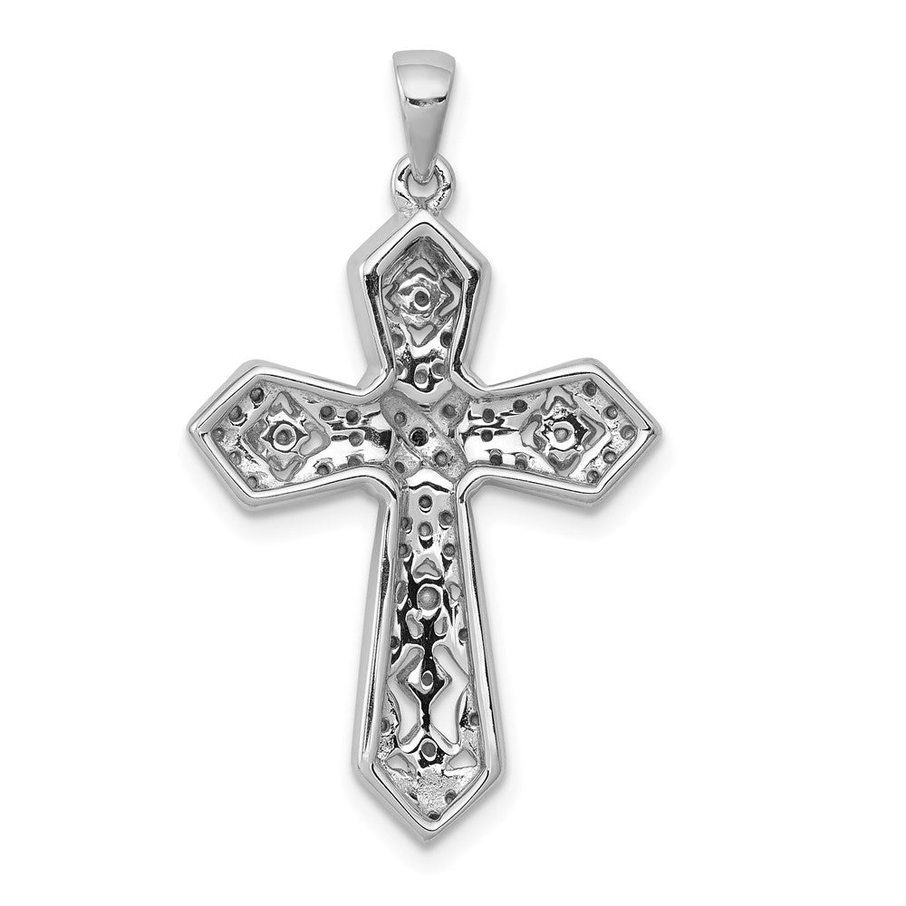 14k White Gold .01ct. Real Diamond Passion Cross Pendant