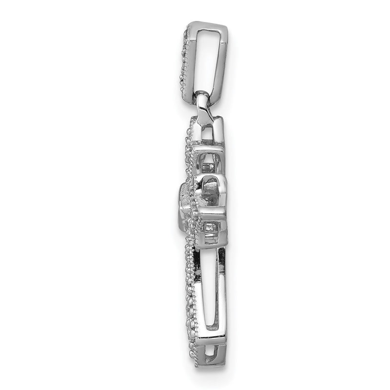 14k White Gold 1/10ct. Real Diamond Fancy Cross Pendant