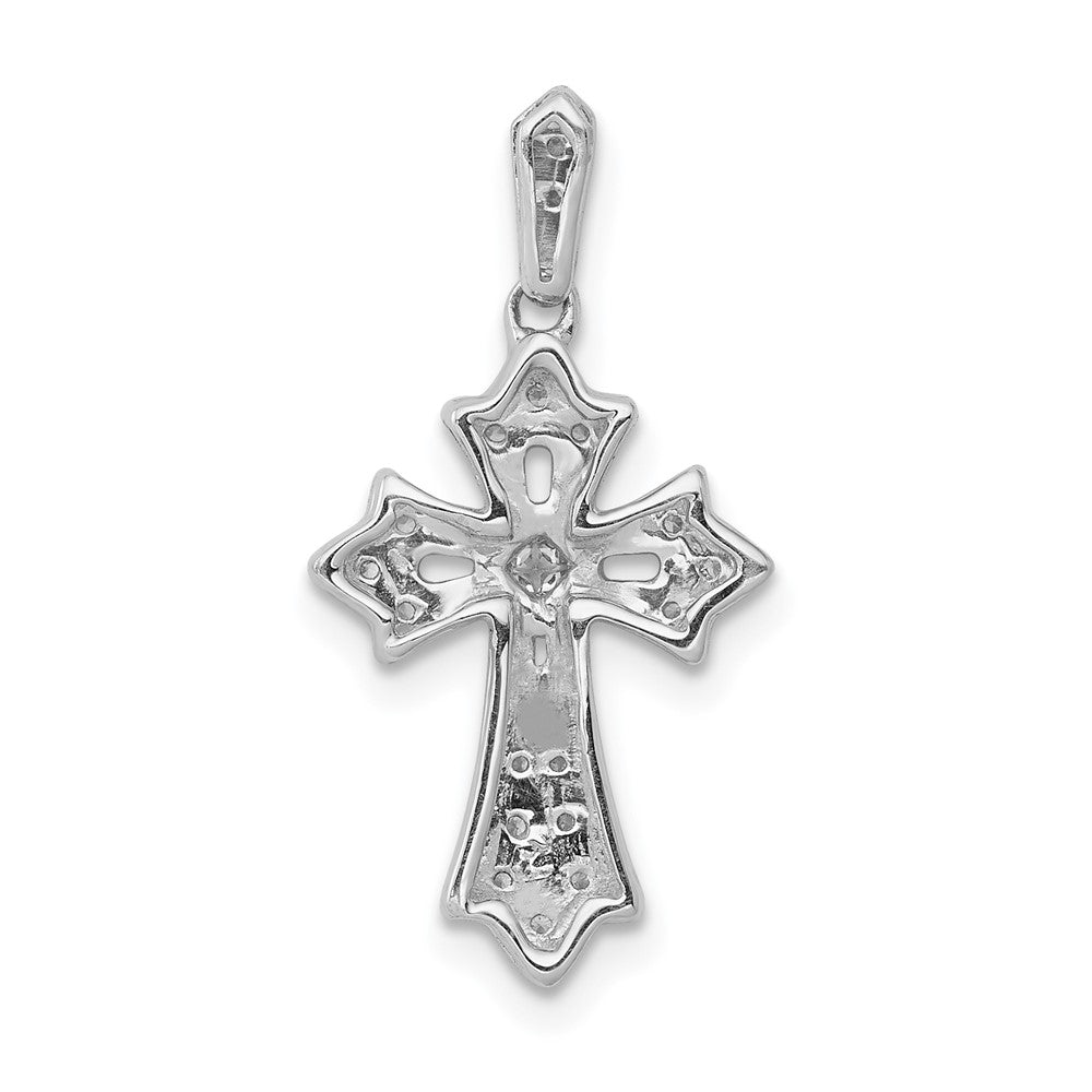 14k White Gold 1/10ct. Real Diamond Fancy Cross Pendant