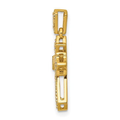 14K Yellow Gold 1/10ct. Real Diamond Fancy Cross Pendant
