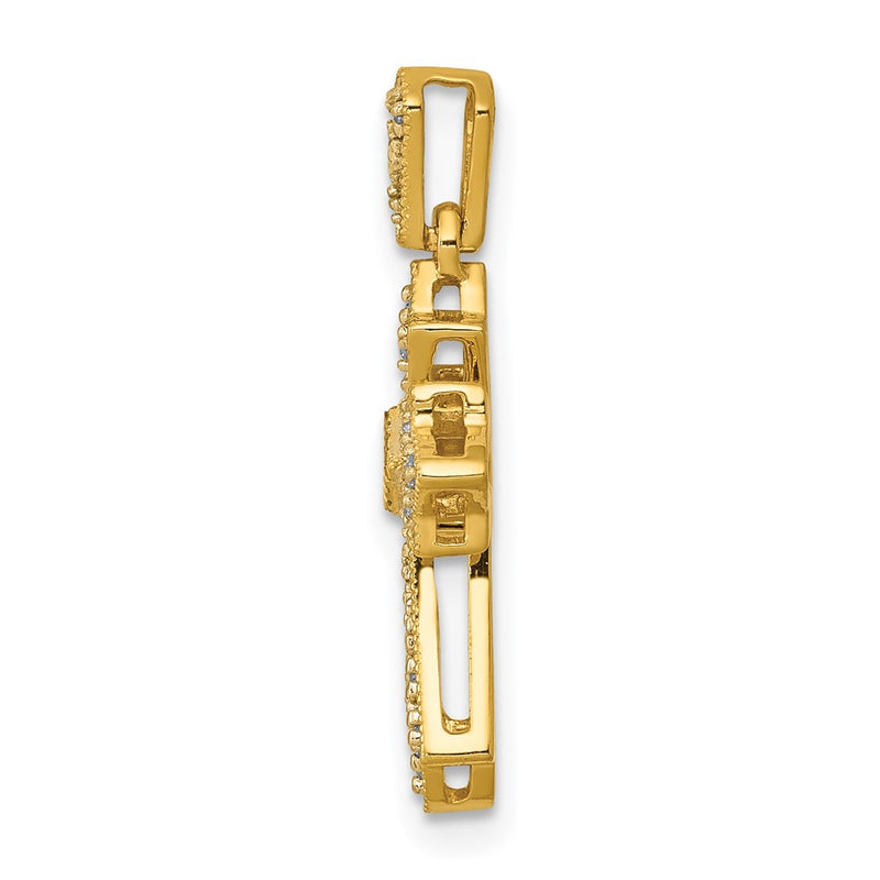 14K Yellow Gold 1/10ct. Real Diamond Fancy Cross Pendant