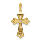 14k yellow gold 1 6ct real diamond fleur de lis cross pendant pm5088 016 ya