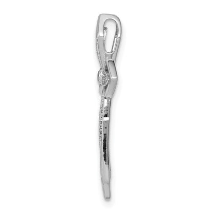 14k White Gold 1/15ct. Real Diamond Cross Chain Slide