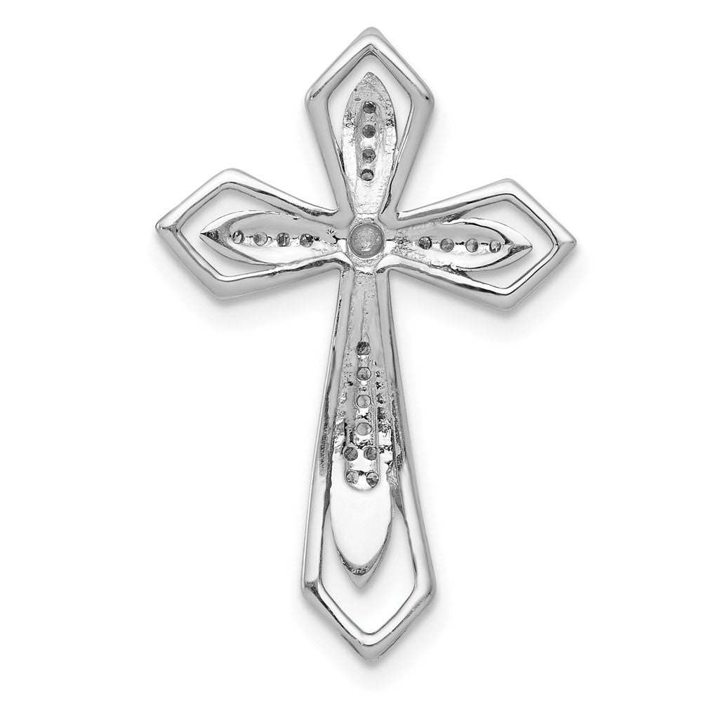 14k White Gold 1/15ct. Real Diamond Cross Chain Slide