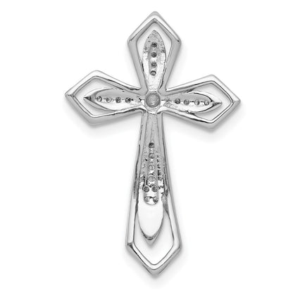 14k White Gold 1/15ct. Real Diamond Cross Chain Slide