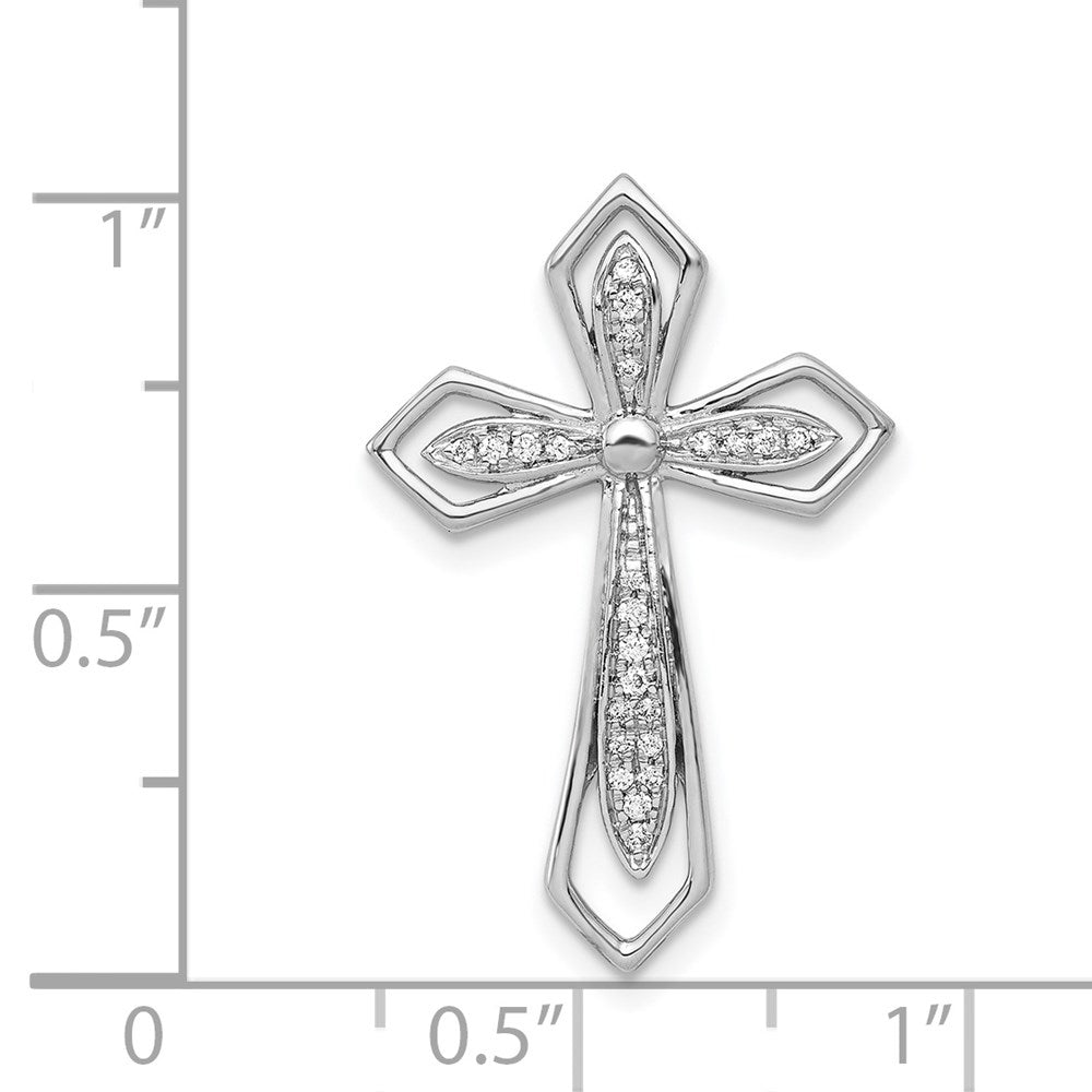 14k White Gold 1/15ct. Real Diamond Cross Chain Slide