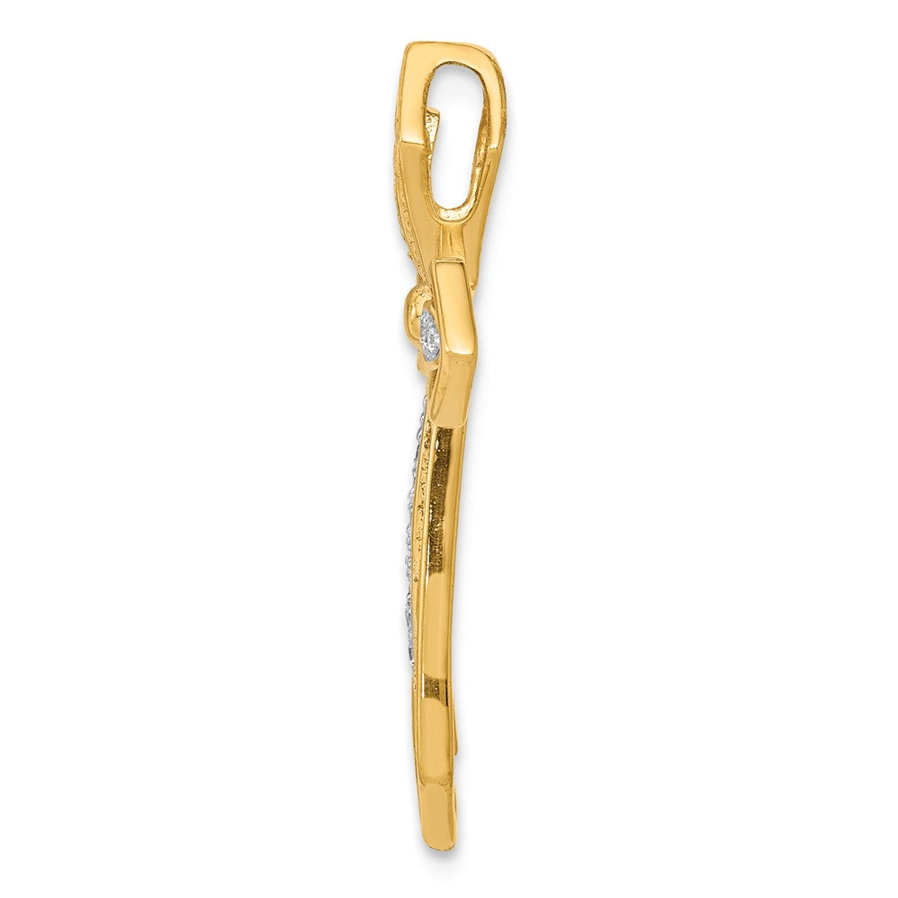 14K Yellow Gold 1/15ct. Real Diamond Cross Chain Slide