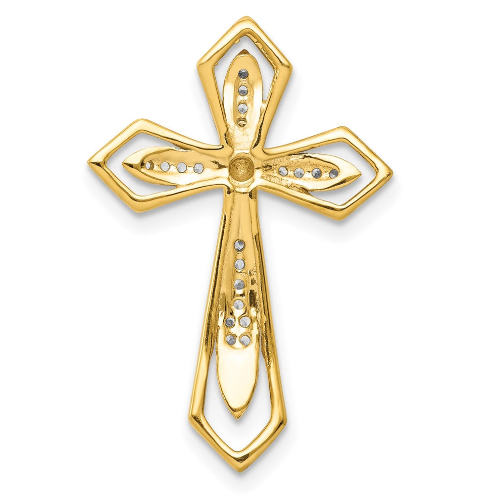 14K Yellow Gold 1/15ct. Real Diamond Cross Chain Slide