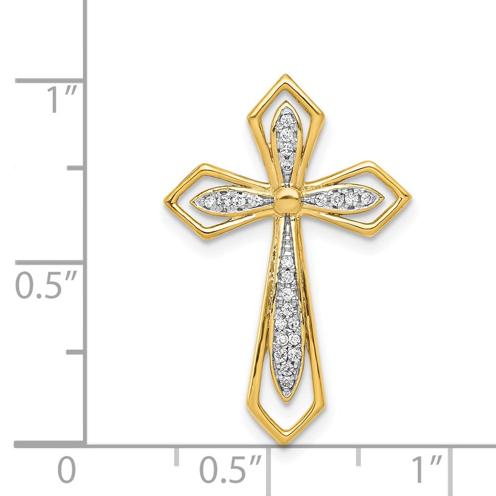 14K Yellow Gold 1/15ct. Real Diamond Cross Chain Slide