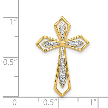 14K Yellow Gold 1/15ct. Real Diamond Cross Chain Slide