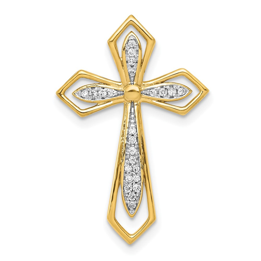 14K Yellow Gold 1/15ct. Real Diamond Cross Chain Slide