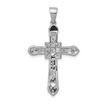 14k White Gold 1/3ct. Real Diamond Filigree Cross Pendant