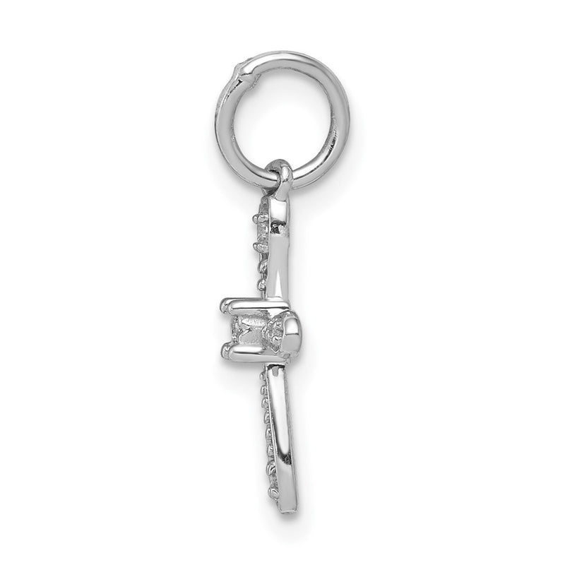 14k White Gold .03ct. Real Diamond Cross Charm