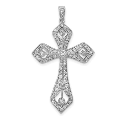 14k White Gold 5/8ct. Real Diamond Passion Cross Pendant