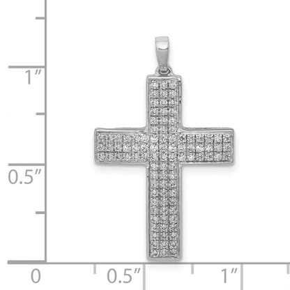 14k White Gold 1/2ct. Real Diamond Latin Cross Pendant