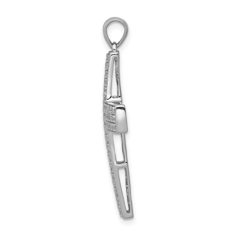 14k White Gold 1ct. Real Diamond Latin Cross Pendant