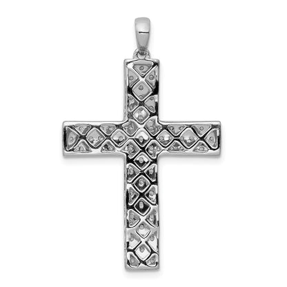 14k White Gold 1ct. Real Diamond Latin Cross Pendant