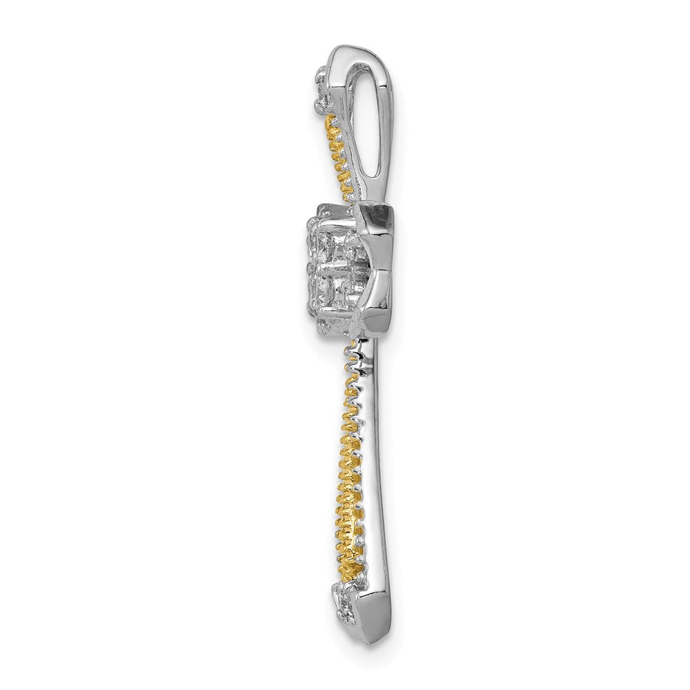 14k Two-Tone Gold 1/3ct. Real Diamond Cross Chain Slide