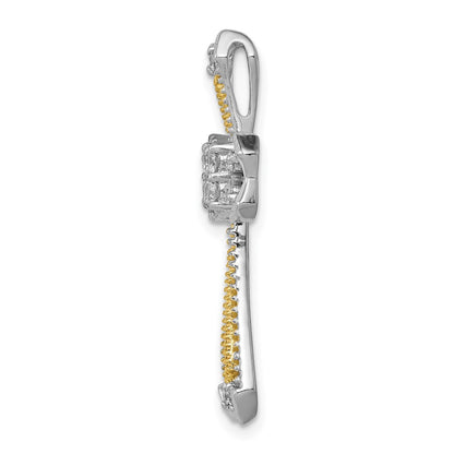 14k Two-Tone Gold 1/3ct. Real Diamond Cross Chain Slide