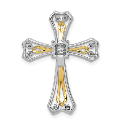 14k Two-Tone Gold 1/3ct. Real Diamond Cross Chain Slide