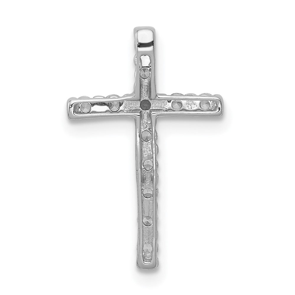 14k White Gold 1/4ct. Real Diamond Cross Chain Slide