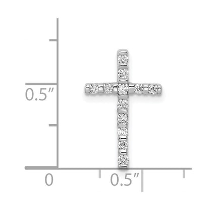 14k White Gold 1/4ct. Real Diamond Cross Chain Slide