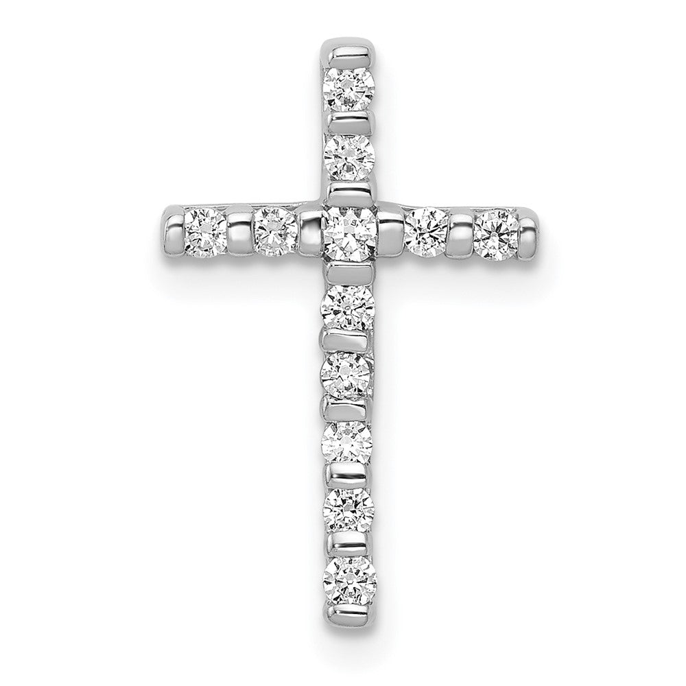 14k White Gold 1/4ct. Real Diamond Cross Chain Slide