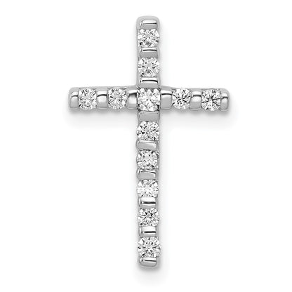 14k White Gold 1/4ct. Real Diamond Cross Chain Slide