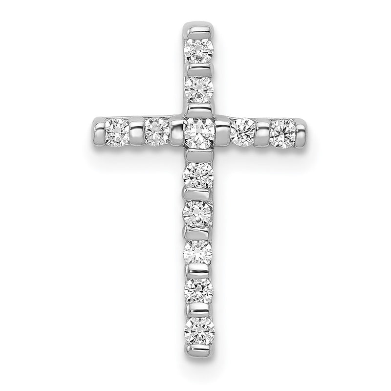 14k White Gold 1/4ct. Real Diamond Cross Chain Slide