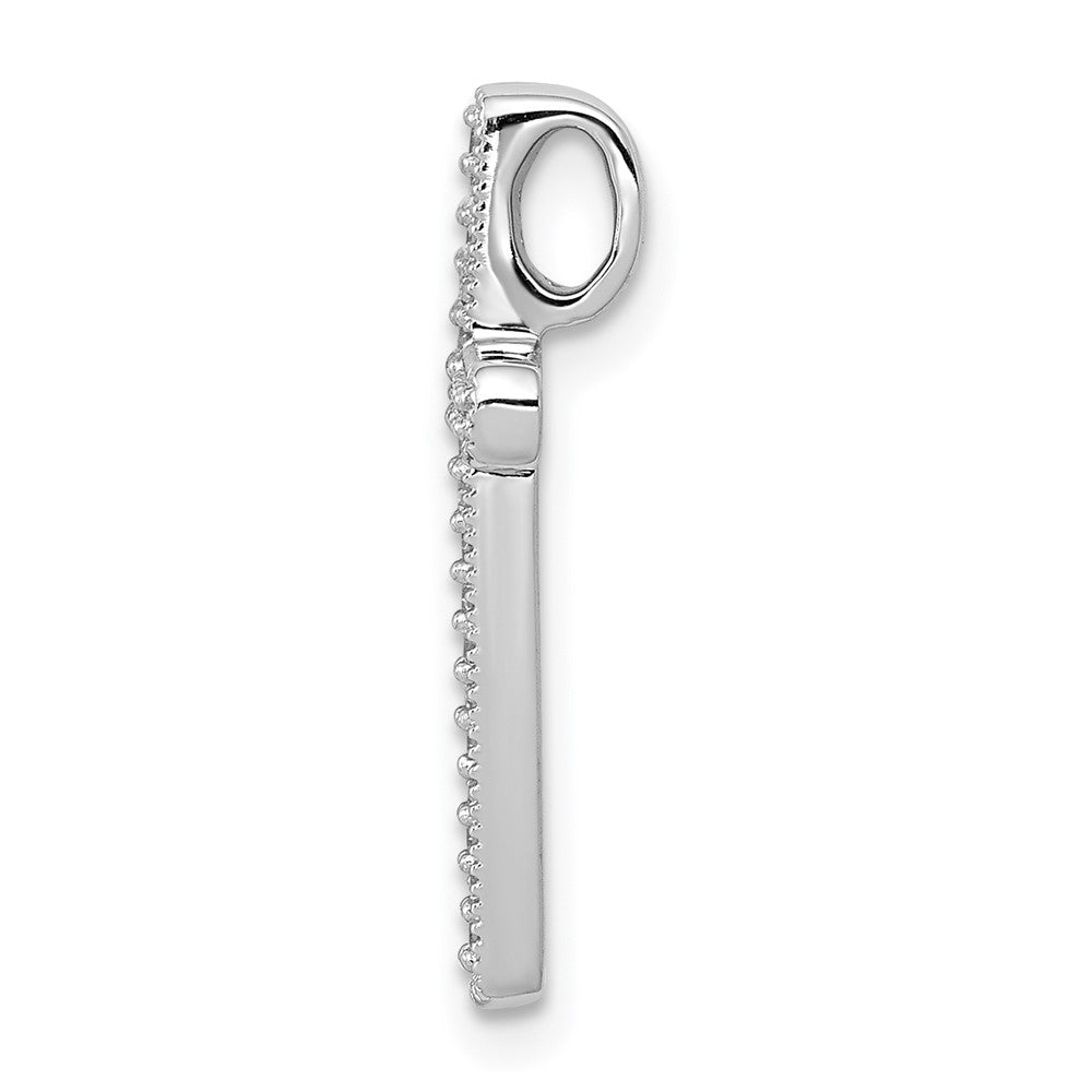 14k White Gold 1/10ct. Real Diamond Cross Chain Slide