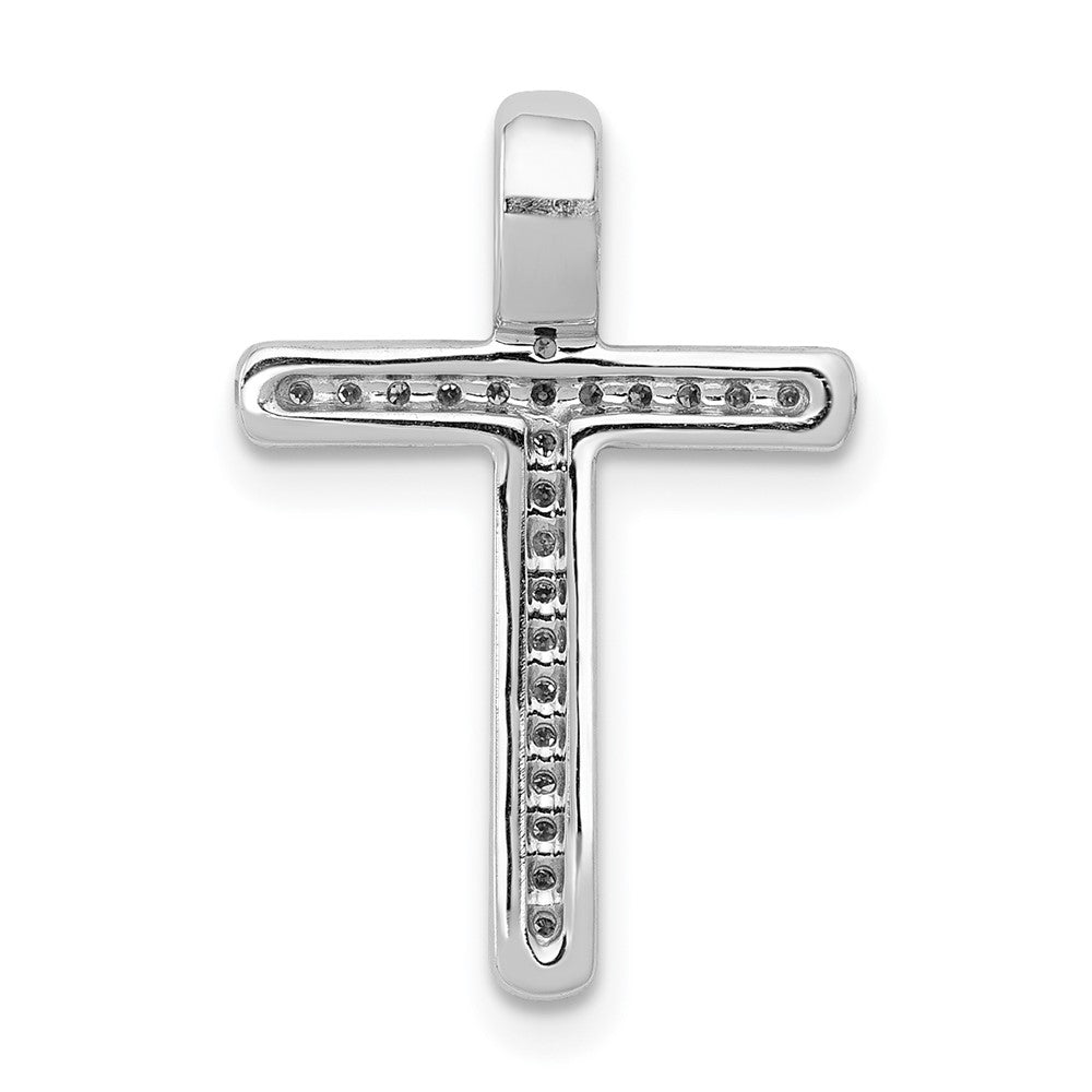 14k White Gold 1/10ct. Real Diamond Cross Chain Slide