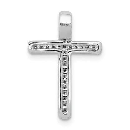 14k White Gold 1/10ct. Real Diamond Cross Chain Slide