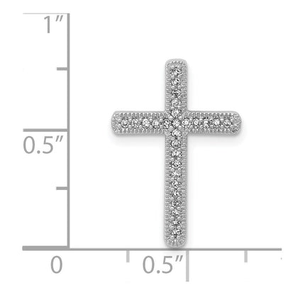14k White Gold 1/10ct. Real Diamond Cross Chain Slide