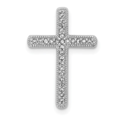 14k White Gold 1/10ct. Real Diamond Cross Chain Slide