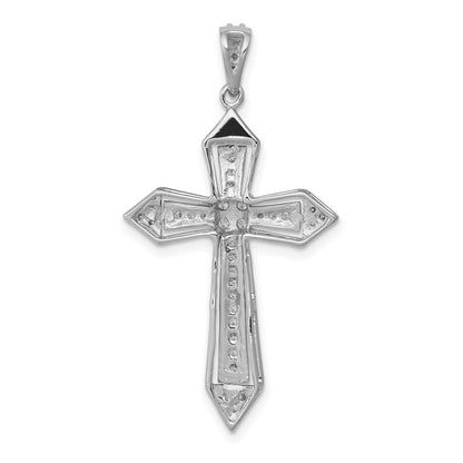 14k White Gold 1/3ct. Real Diamond Passion Cross Pendant