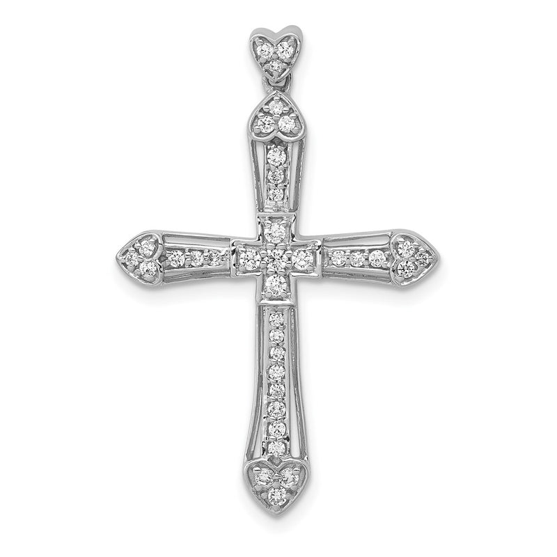 14k White Gold 1/3ct. Real Diamond Cross Pendant