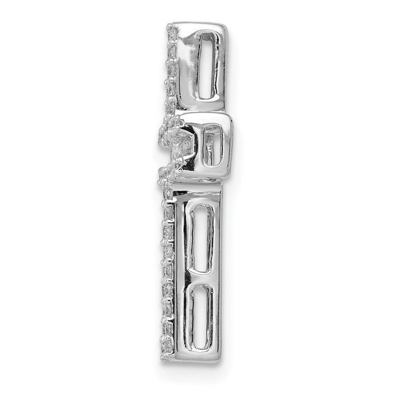 14k White Gold 1/2ct. Real Diamond Cross Chain Slide