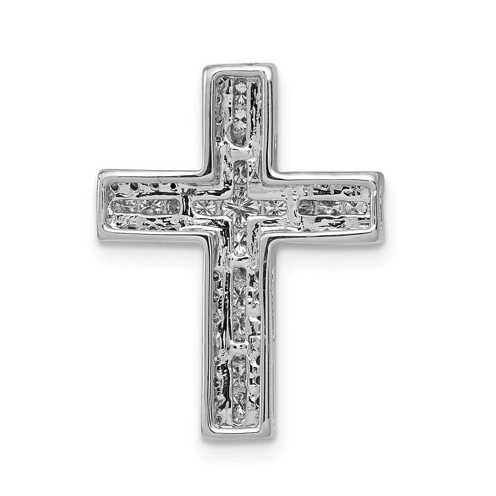 14k White Gold 1/2ct. Real Diamond Cross Chain Slide