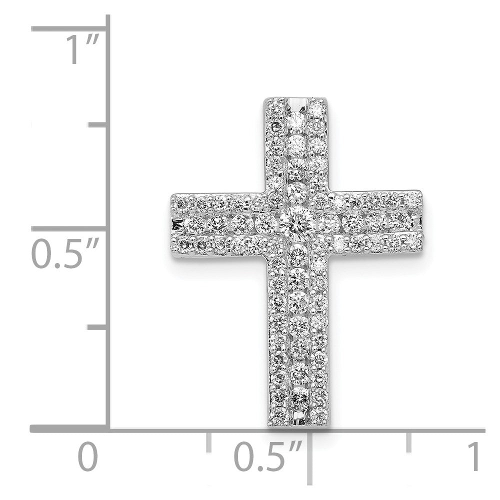 14k White Gold 1/2ct. Real Diamond Cross Chain Slide