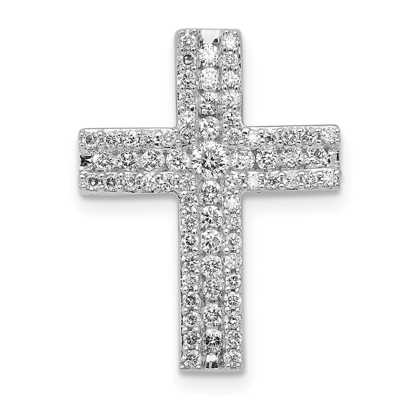 14k White Gold 1/2ct. Real Diamond Cross Chain Slide