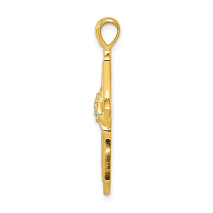 14K Yellow Gold 1/20ct. Real Diamond Cross Pendant