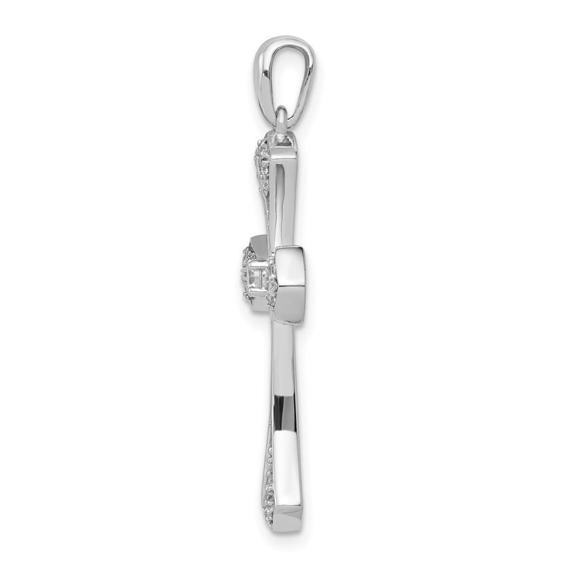 CUSTOM ORDER - FLAT BACK - 14k White Gold 1/6ct. Real Diamond Cross Pendant
