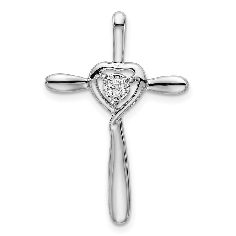 14k White Gold Real Diamond Slide Pendant