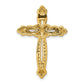14k yellow gold 1 4ct real diamond budded cross chain slide pm5113 025 ya