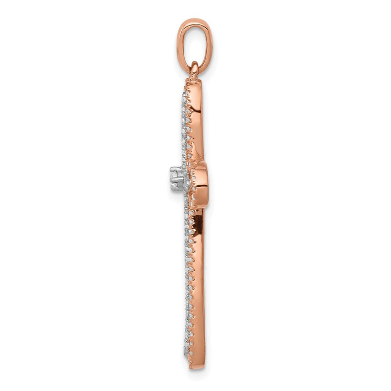 14k White and Rose Gold Real Diamond Cross Pendant
