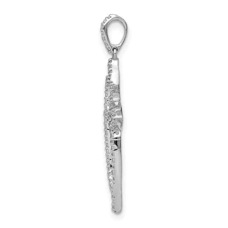 14k White Gold 1/4ct. Real Diamond Fancy Cross Pendant