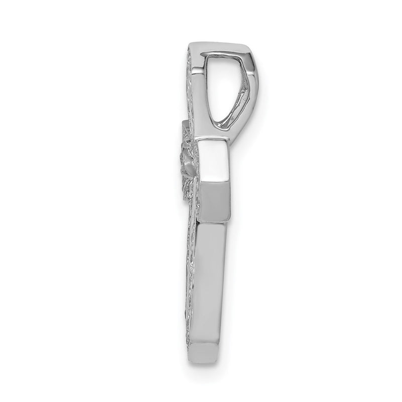 14k White Gold 1/3ct. Real Diamond Passion Cross Chain Slide