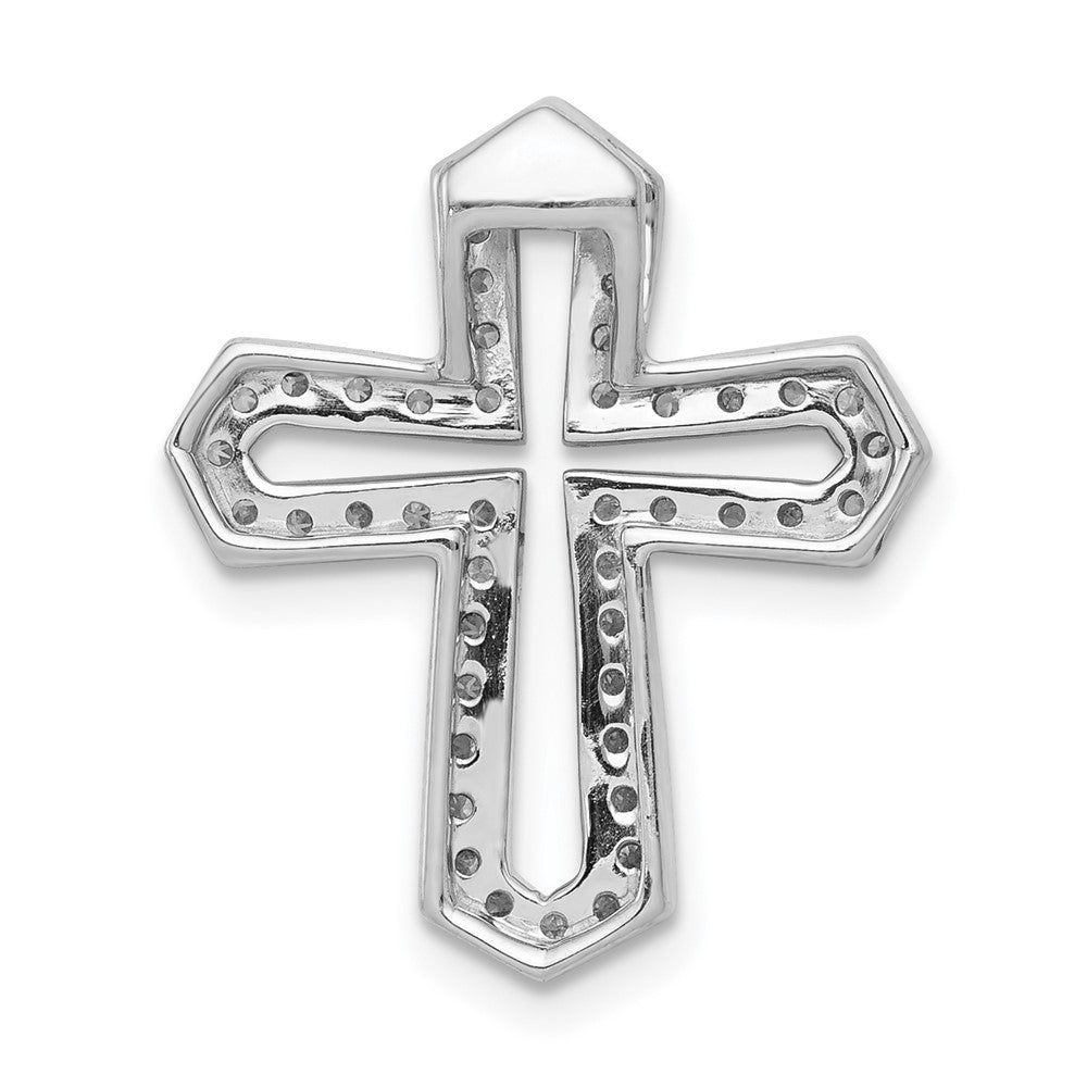 14k White Gold 1/3ct. Real Diamond Passion Cross Chain Slide
