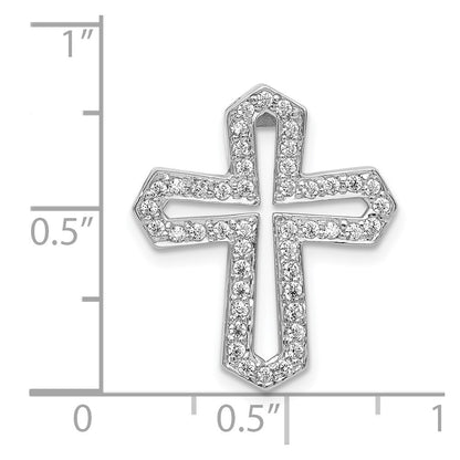 14k White Gold 1/3ct. Real Diamond Passion Cross Chain Slide